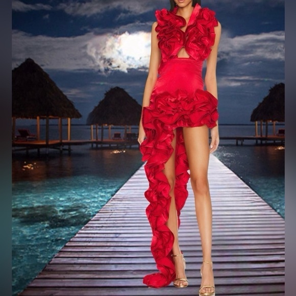 Dresses & Skirts - Ruby Red Luxury One Piece Swimsuit Set & Skirt Evening Gown Set